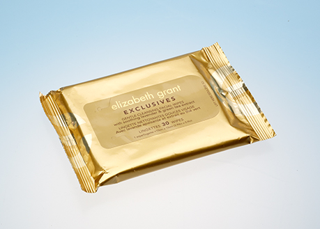cosmetic wipes gold packaging