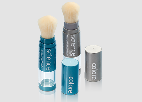 powder cosmetic containers with brush