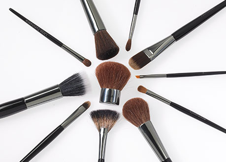makeup brush collection with black handles