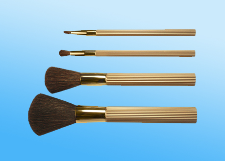 makeup brush collection with gold handles