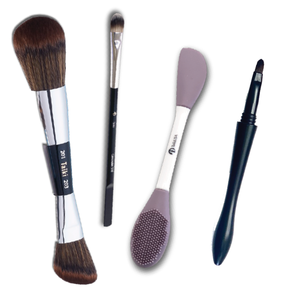 Assortment of multifunctional makeup brushes and skincare tools