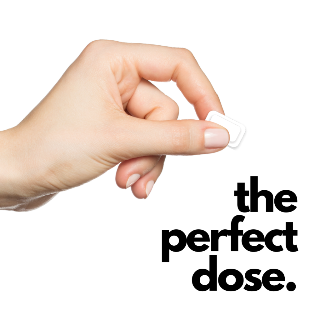 Hand holding a Bōshi Nano Drop with copy: "the perfect dose."