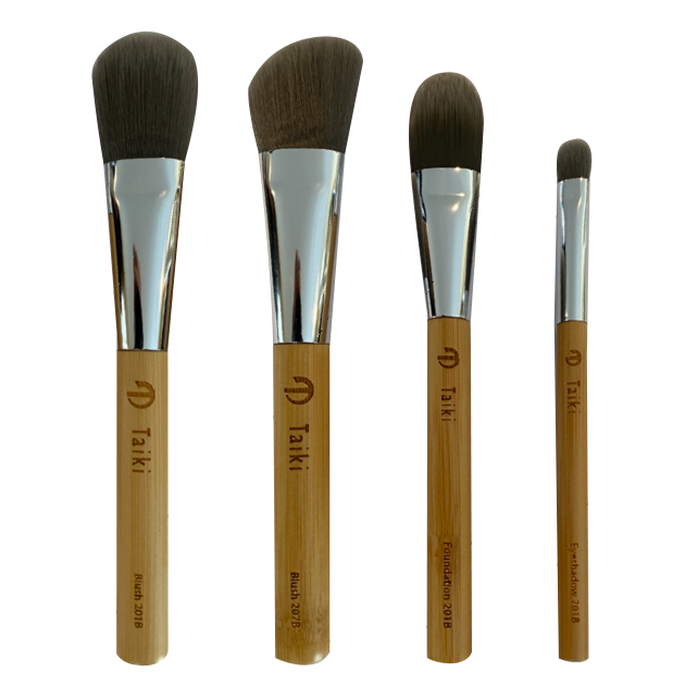 Bamboo handle makeup brushes with charcoal infused fiber