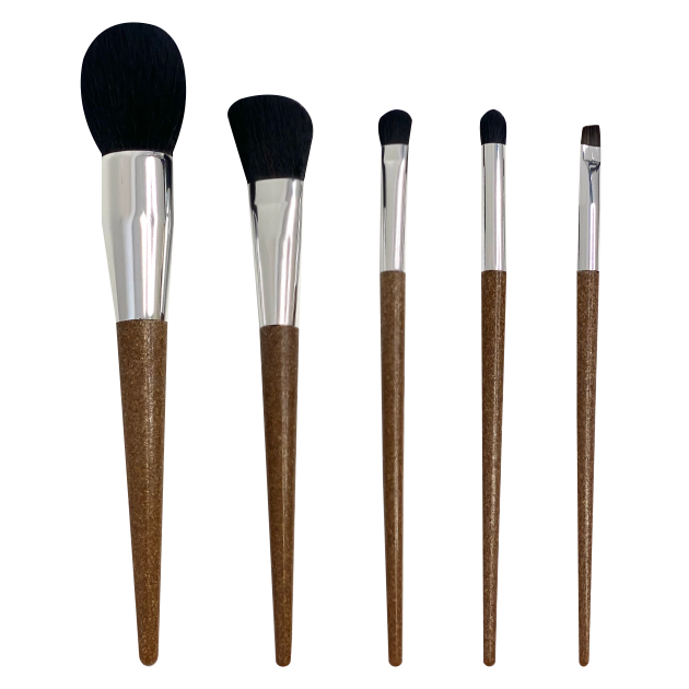 Makeup brushes made with coffee ground handles