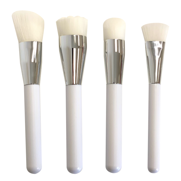 White handle skincare brush set