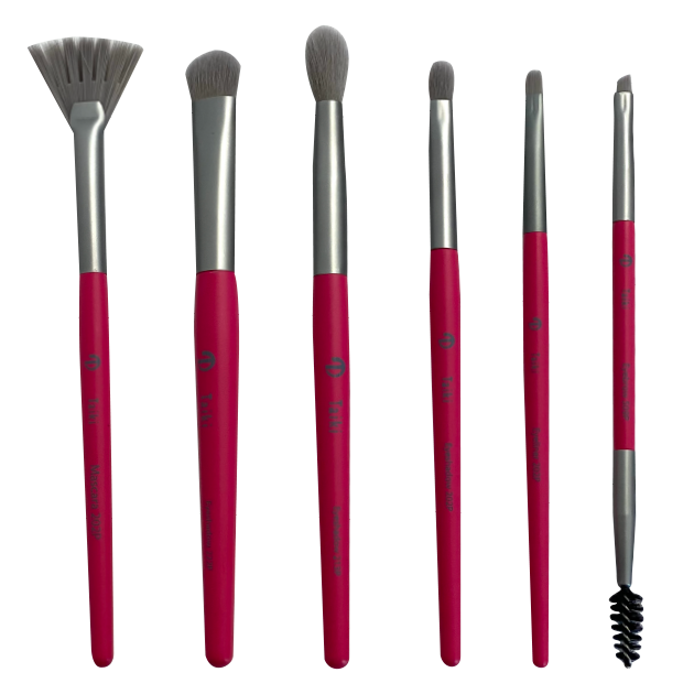 Pink travel eye makeup brush set